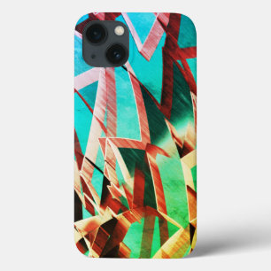 Brown streaks over green or aquamarine background iPhone 13 case
