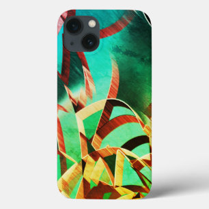 Brown streaks over green or aquamarine background iPhone 13 case