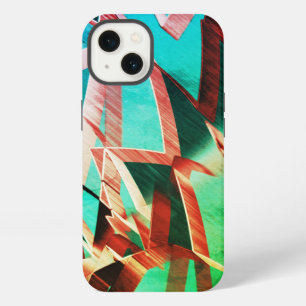 Brown streaks over green or aquamarine background iPhone 13 case