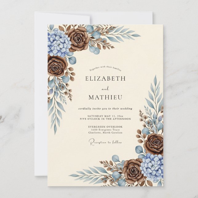 Brown Striking Rustic Wedding Invitation (Front)