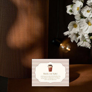 Brown Stripe Café Bébé Coffee Books Baby shower Enclosure Card