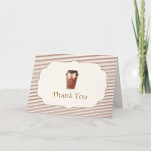 Brown Stripe Elegant Café Bébé Coffee Baby shower Thank You Card