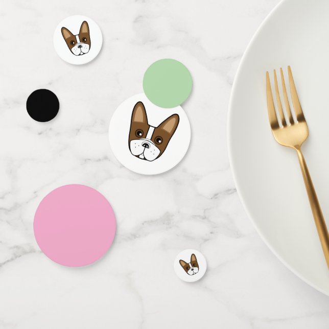 Brown Stripe French Bulldog Face Table Confetti (Group)