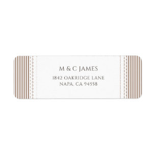 Brown Stripe Lace Doily Wedding Return Address Label