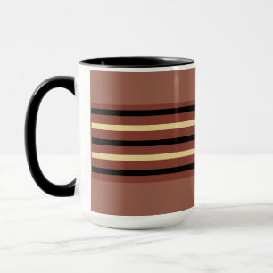 Brown Striped Coffee Mug Cup - Rich Cocoa