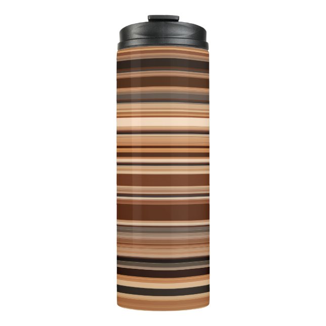 Brown Striped Pattern Thermal Tumbler (Front)