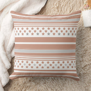 Brown striped pattern with stars cushion