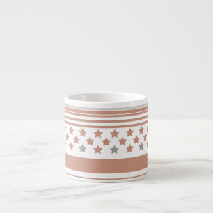 Brown striped pattern with stars espresso cup