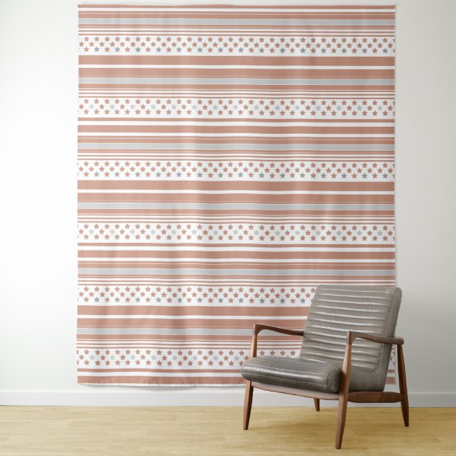 Brown striped pattern with stars tapestry (In Situ)