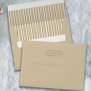 Brown Striped Simple Return Address Custom Envelope