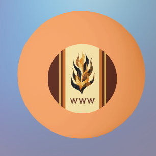 Brown Stripes and Orange Dragon Flames Monogram Ping Pong Ball