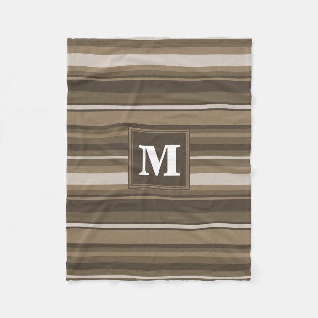 Brown stripes fleece blanket (Front)