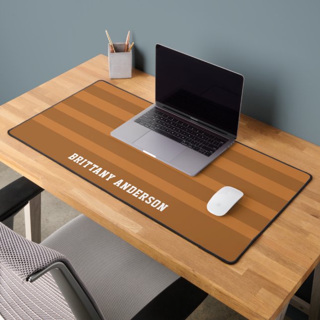 Brown  Stripes Pattern Personalised Desk Mat (Office 2)