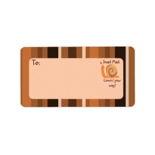 Brown Stripes Snail Mail Mailing Address Labels