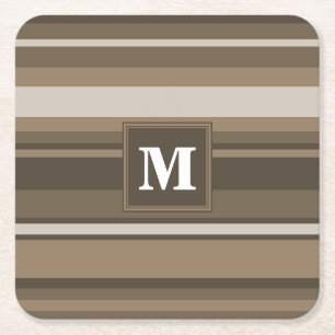 Brown stripes square paper coaster