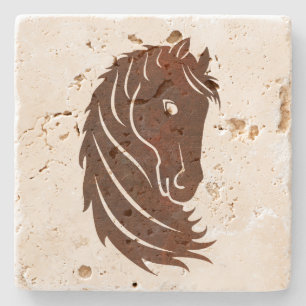 Brown Stylised Horse Profile Stone Coaster