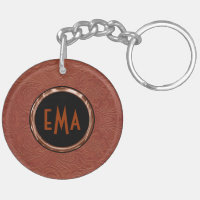 Brown Suede Leather Floral Design