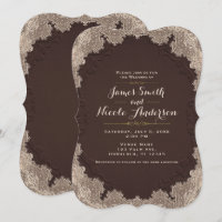 Brown Suede Leather Vintage Lace Western Wedding