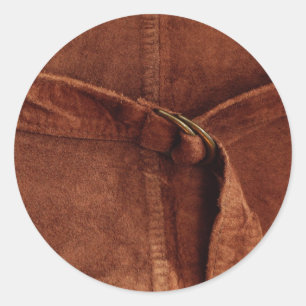 Brown Suede With Strap And Buckle Classic Round Sticker