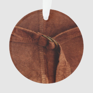 Brown Suede With Strap And Buckle Ornament