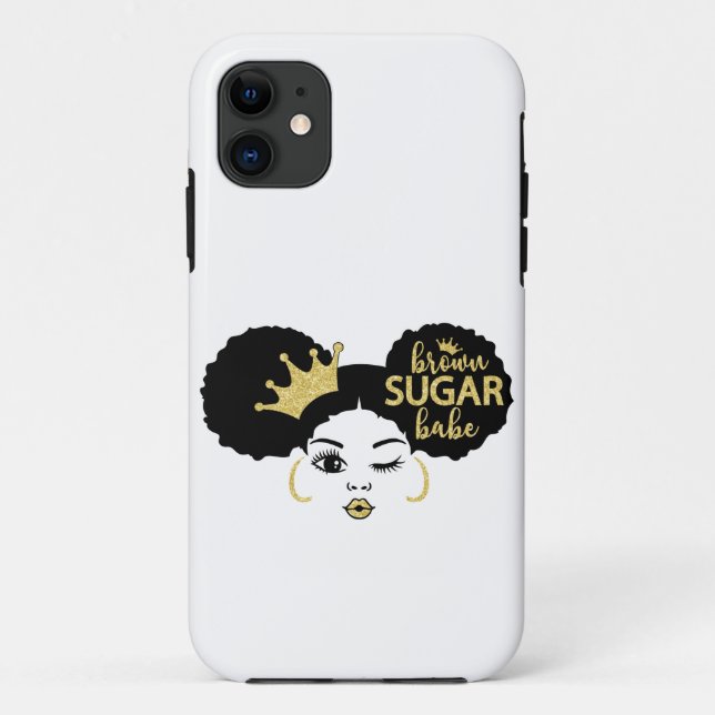 Brown Sugar Babe in Black and Gold Case-Mate iPhone Case (Back)