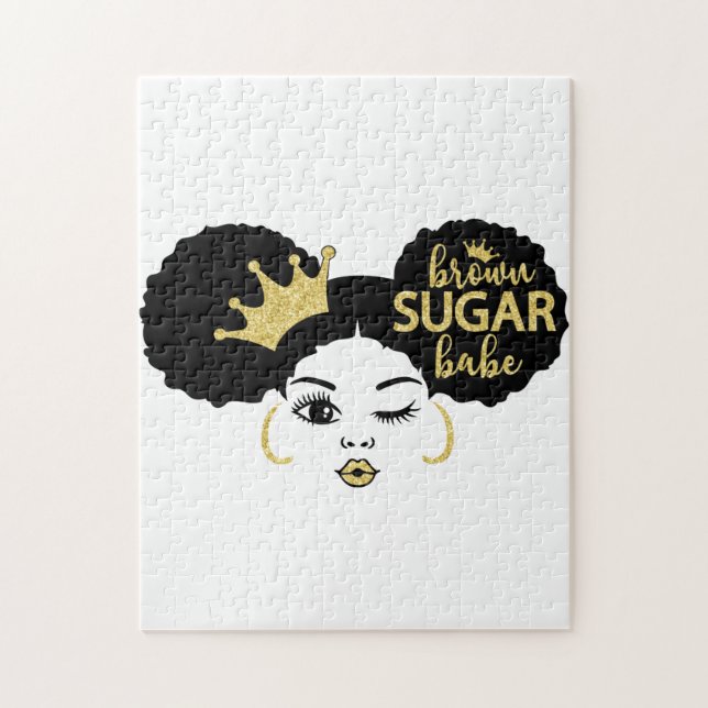 Brown Sugar Babe in Black and Gold Jigsaw Puzzle (Vertical)