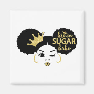 Brown Sugar Babe in Black and Gold Magnet