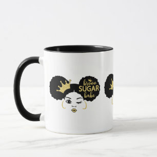 Brown Sugar Babe in Black and Gold Mug