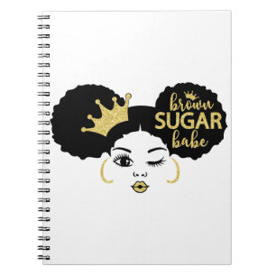 Brown Sugar Babe in Black and Gold Notebook