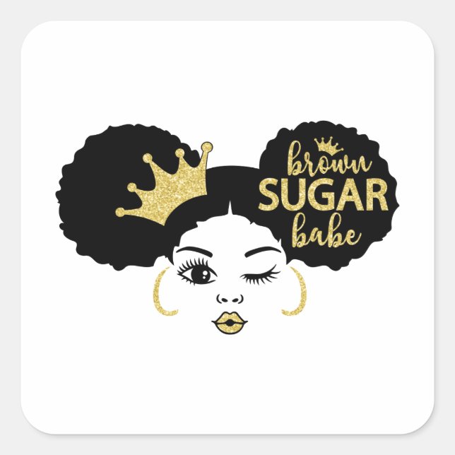 Brown Sugar Babe in Black and Gold Square Sticker (Front)