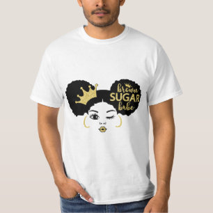 Brown Sugar Babe in Black and Gold T-Shirt