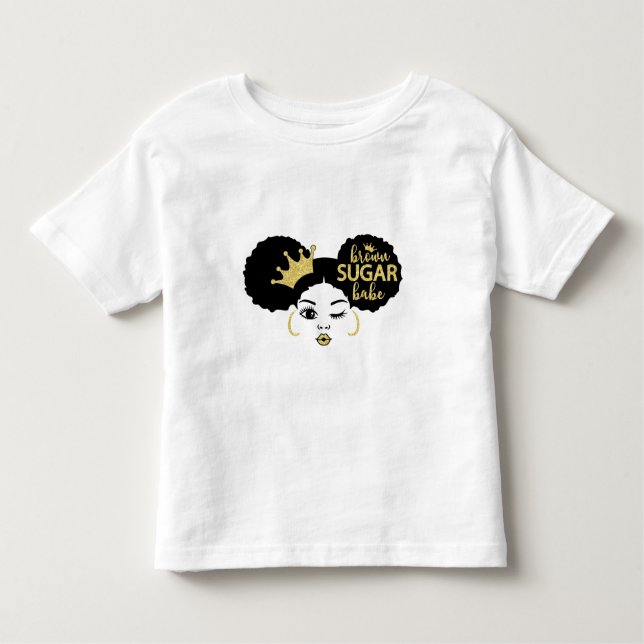 Brown Sugar Babe in Black and Gold Toddler T-Shirt (Front)