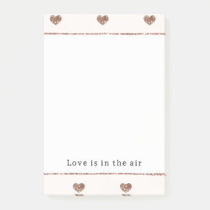 Brown Sugar Blush Pink Glitter Hearts  Post-it Notes