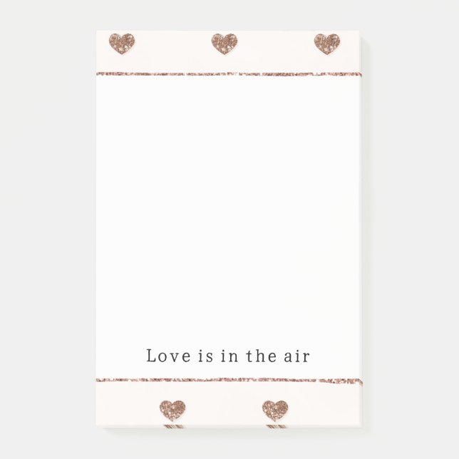 Brown Sugar Blush Pink Glitter Hearts  Post-it Notes (Front)