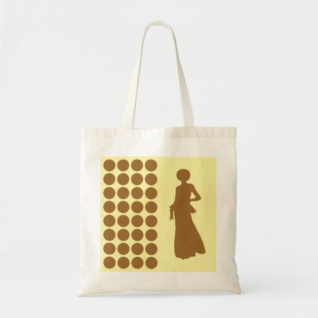 Brown Sugar Cream Neutral Dots Fashion Silhouette Tote Bag (Front)