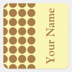 Brown Sugar Cream Neutral Dots with name text Square Sticker