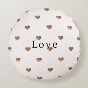 Brown Sugar Glitter Hearts Love Valentine's Round Cushion