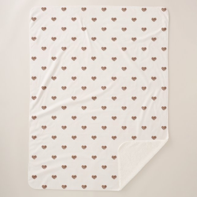 Brown Sugar Glitter Hearts Love Valentine's Sherpa Blanket (Front)