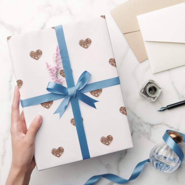Brown Sugar Glitter Hearts Love Valentine's Wrapping Paper (Gifting)