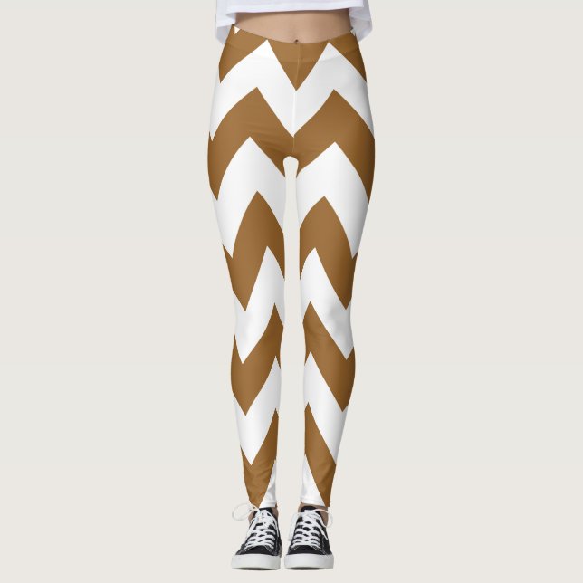 Brown Sugar Neutral Chevrons Leggings (Front)
