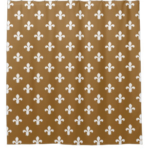 Brown Sugar Neutral Fleur de Lys Shower Curtain