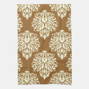 Brown Sugar Southern Cottage Damask Tea Towel