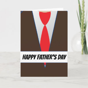 Brown suit red  tie father's day card