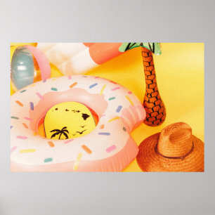 Brown sun hat near floater poster