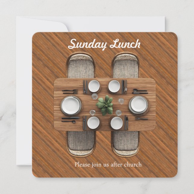 Brown Sunday Fellowship Lunch Invitation (Front)