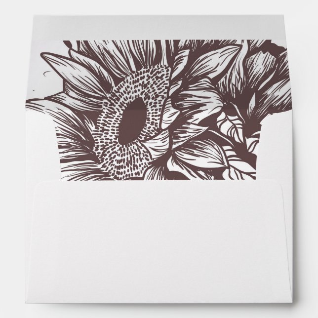 Brown Sunflower Lined Wedding Envelope (Back (Bottom))