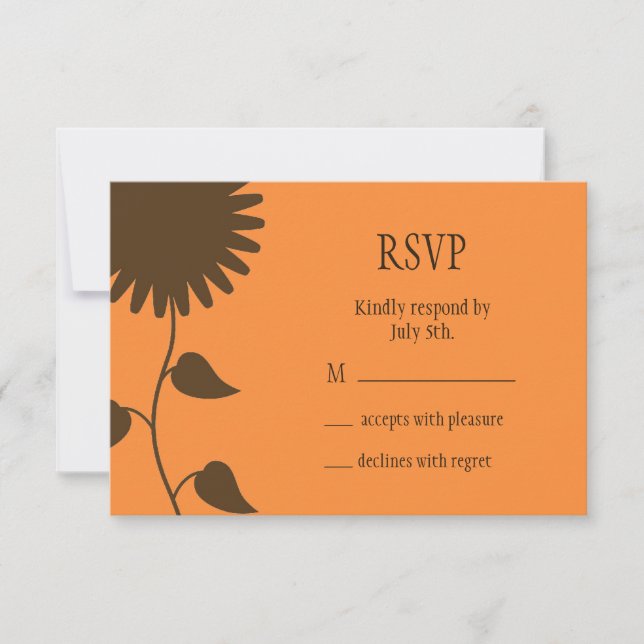 Brown Sunflower RSVP Card (Front)