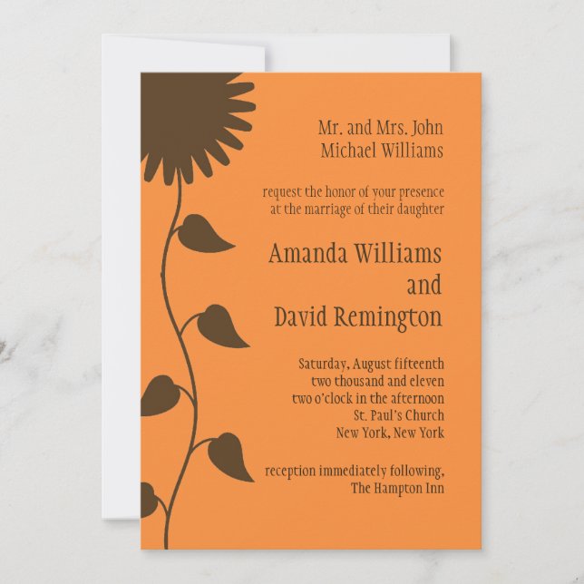 Brown Sunflower Wedding Invitation (Front)