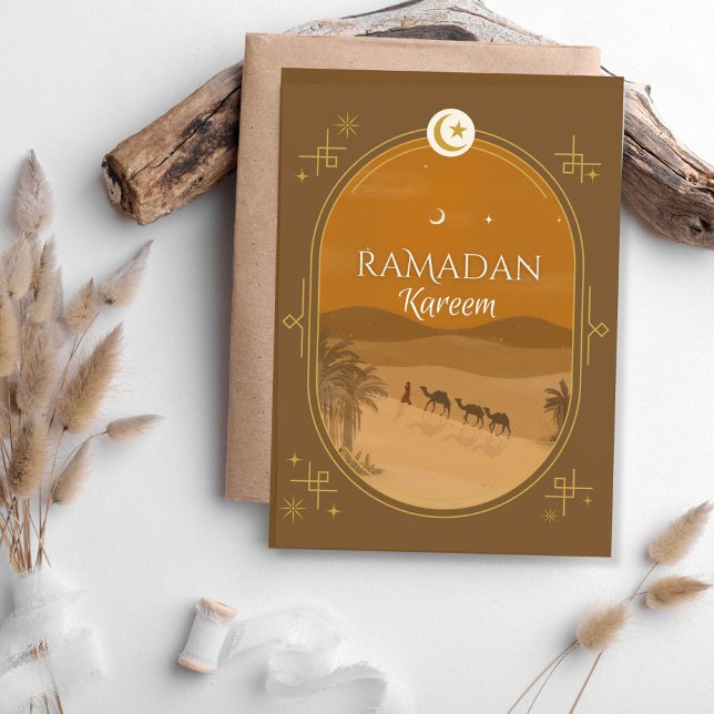 Brown Sunset Oasis Ramadan Greeting Card (Creator Uploaded)