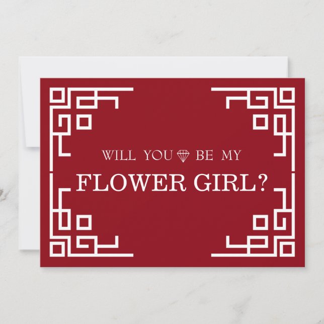 Brown Swirl Border Cute Will You Be My Flower Girl Invitation (Front)